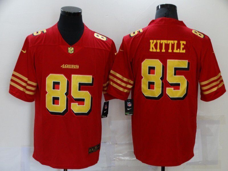Men 2025 Nike San Francisco 49ers #85 Kittle red gold Limited NFL Jersey style 01
